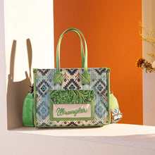 Load image into Gallery viewer, WG130-8120S Wrangler Southwestern Pattern Dual Sided Print Concealed Carry Tote/Crossbody - Green
