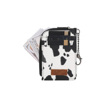 Load image into Gallery viewer, WG133-W005 Wrangler Cow Print Print Mini Zip Card Case - Black
