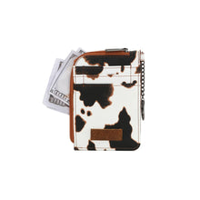 Load image into Gallery viewer, WG133-W005 Wrangler Cow Print Print Mini Zip Card Case - Brown

