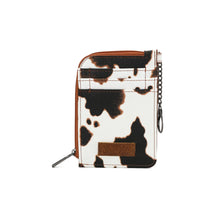 Load image into Gallery viewer, WG133-W005 Wrangler Cow Print Print Mini Zip Card Case - Brown
