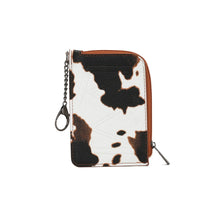 Load image into Gallery viewer, WG133-W005 Wrangler Cow Print Print Mini Zip Card Case - Brown

