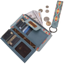 Load image into Gallery viewer, WG139-W013 Wrangler Aztec Print Bi-Fold Wallet Wristlet - Jean
