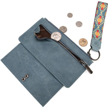 Load image into Gallery viewer, WG139-W013 Wrangler Aztec Print Bi-Fold Wallet Wristlet - Jean
