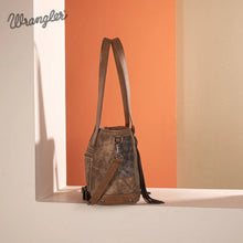 Load image into Gallery viewer, WG164-1830 Wrangler Denim Patchwork Tote/Crossbody - Brown
