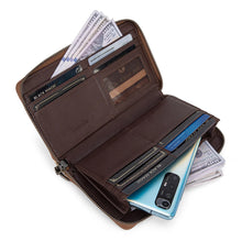 Load image into Gallery viewer, WG164-W006 Wrangler Denim Patchwork Wallet - Brown
