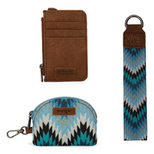 Load image into Gallery viewer, WG2211-W0051 Wrangler Southwestern Art Print Dual Pouch Wristlet - Jean
