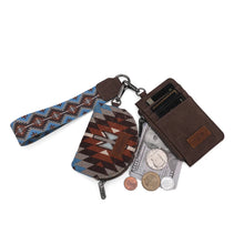 Load image into Gallery viewer, WG2213-W0051 Wrangler Southwestern Art Print Dual Pouch Wristlet - Coffee
