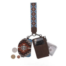 Load image into Gallery viewer, WG2213-W0051 Wrangler Southwestern Art Print Dual Pouch Wristlet - Coffee
