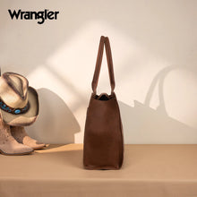 Load image into Gallery viewer, WG292-8110BR Wrangler Horseshoe Cutout Carry-All Large Tote Bag - Brown

