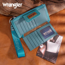 Load image into Gallery viewer, WG316-W013TQ Wrangler Sunflower Print Card Wallet/Wristlet - Turquoise
