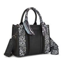 Load image into Gallery viewer, WG331-8120SBK Wrangler Braided Paisley Bandana Tote Bag - Black
