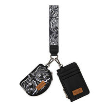Load image into Gallery viewer, WG331-W0051BK Wrangler Paisley RFID Blocking Card Coin Pouch Set - Black
