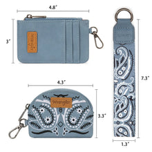 Load image into Gallery viewer, WG331-W0051JN Wrangler Paisley RFID Blocking Card Coin Pouch Set - Jean
