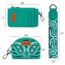 Load image into Gallery viewer, WG331-W0051TQ Wrangler Paisley RFID Blocking Card Coin Pouch Set - Turquoise
