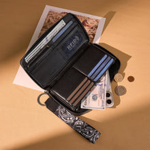 Load image into Gallery viewer, WG331-W115BK Wrangler Braided Paisley Bandana Wallet - Black
