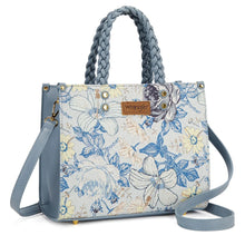 Load image into Gallery viewer, WG438-8120JN Wrangler Floral Print Braided Tote Bag - Jean
