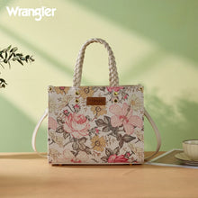 Load image into Gallery viewer, WG438-8120TN Wrangler Floral Print Braided Tote Bag - Tan
