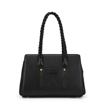 Load image into Gallery viewer, WG438-8130BK Wrangler Floral Print Braided Satchel Bag - Black
