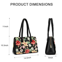 Load image into Gallery viewer, WG438-8130BK Wrangler Floral Print Braided Satchel Bag - Black
