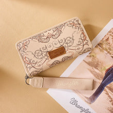 Load image into Gallery viewer, WG443-W130TN Wrangler Scroll Print Zip Around Wallet - Tan
