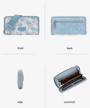 Load image into Gallery viewer, WG455-W130JN Wrangler Lace Floral RFID Blocking Zip Around Wallet - Jean
