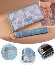 Load image into Gallery viewer, WG455-W130JN Wrangler Lace Floral RFID Blocking Zip Around Wallet - Jean
