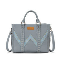 Load image into Gallery viewer, WG519-8300-1JN Wrangler Western Stitch &amp; Embossed Chevron Satchel Tote Bag - Jean
