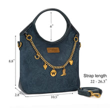 Load image into Gallery viewer, WG533-9801NY Wrangler Charm Chain Hobo Tote Bag - Navy
