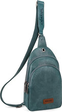 Load image into Gallery viewer, WG87-227 Wrangler Sling Bag/Crossbody/Chest Bag Dual Zippered Compartment - Turquoise

