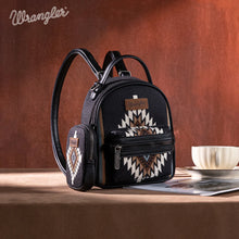 Load image into Gallery viewer, WG174-8601 Wrangler Southwestern Knitted Mini Backpack With Coin Pouch - Black

