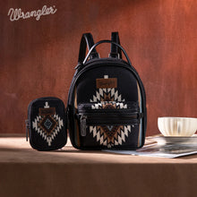Load image into Gallery viewer, WG174-8601 Wrangler Southwestern Knitted Mini Backpack With Coin Pouch - Black
