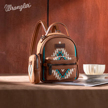 Load image into Gallery viewer, WG174-8601 Wrangler Southwestern Knitted Mini Backpack With Coin Pouch - Brown
