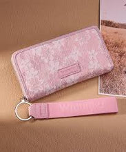Load image into Gallery viewer, WG455-W130JN Wrangler Lace Floral RFID Blocking Zip Around Wallet - Pink

