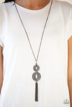 Load image into Gallery viewer, Timelessly Tasseled Paparazzi Necklace - Black - Gunmetal
