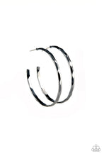 Load image into Gallery viewer, Geo Edge Paparazzi Hoop Earring - Black Gun Metal
