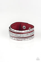 Load image into Gallery viewer, Rebel In Rhinestones Paparazzi Urban Snap Bracelet  - Red
