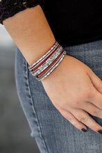 Load image into Gallery viewer, Rebel In Rhinestones Paparazzi Urban Snap Bracelet  - Red
