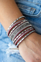 Load image into Gallery viewer, Rhinestone Rumble Paparazzi Urban Bracelet - Red
