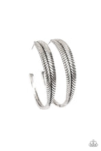 Load image into Gallery viewer, Paparazzi ♥ Funky Feathers - Silver ♥ Hoop Earrings
