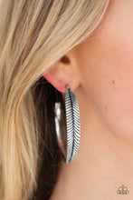 Load image into Gallery viewer, Paparazzi ♥ Funky Feathers - Silver ♥ Hoop Earrings
