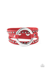 Load image into Gallery viewer, Paparazzi ♥ Studded Statement-Maker - Red ♥ Leather Bracelet
