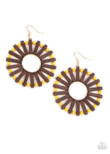 Load image into Gallery viewer, Solar Flare Paparazzi Wood Earring - Yellow
