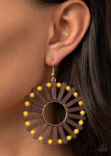 Load image into Gallery viewer, Solar Flare Paparazzi Wood Earring - Yellow
