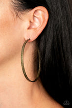 Load image into Gallery viewer, Lean Into The Curves Paparazzi Hoop Earring - Brass EMP 2021

