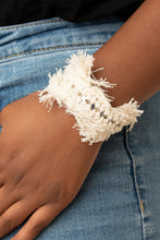 Load image into Gallery viewer, Homespun Hardware Paparazzi Macramé Cuff Bracelet  - White

