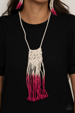 Load image into Gallery viewer, Surfin The Net Paparazzi Macramé  Necklace - Pink

