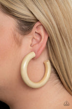 Load image into Gallery viewer, I WOOD Walk 500 Miles Paparazzi Wood Hoop Earring - White
