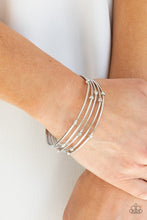 Load image into Gallery viewer, Face The METALLIC Music Paparazzi Cuff Bracelet - Silver
