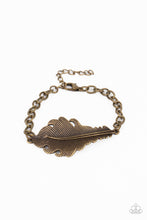 Load image into Gallery viewer, Rustic Roost Paparazzi Feather Bracelet  - Brass
