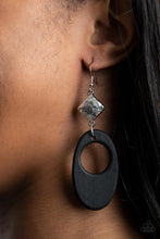 Load image into Gallery viewer, Retro Reveal Paparazzi Wood Earring - Black

